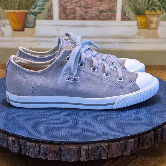 Lacoste Womens Gray Suede Sneakers sz. 7.5 (#1002A) EC. - Picture 4 of 16
